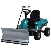 Snow plow with seat and handlebars, 4-wheel drive, rotating floor scrubber brush for professional use